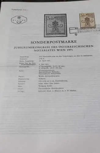 Kongress des Österreichischen Notariates Wien 1971 Wien 1971; 6.5.1971; Ankündigungsblatt/Ersttagsblatt