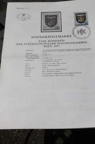 Kongress der Intern. Handelskammer Wien 1971; 16.4.1971; Ankündigungsblatt/Ersttagsblatt