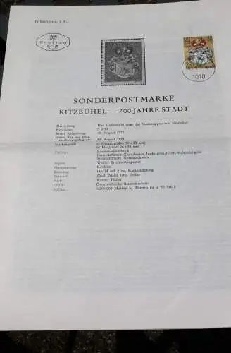 Kitzbühel - 700 Jahre Stadt;  23.8.1971; Ankündigungsblatt/Ersttagsblatt