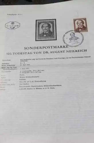 Dr. August Neilreich;  1.6.1971; Legende, Erläuterungsblatt, Ankündigungsblatt, Ersttagsblatt