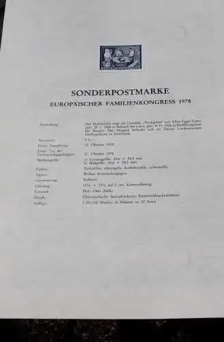 Schwarzdruck auf Schwarzdruckblatt Österreich zur Ausgabe:Europäischer Familienkongress 1978