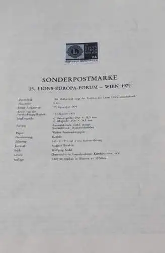 Schwarzdruck auf Schwarzdruckblatt Österreich zur Ausgabe: 25. Lions-Europa-Forum - Wien 1979