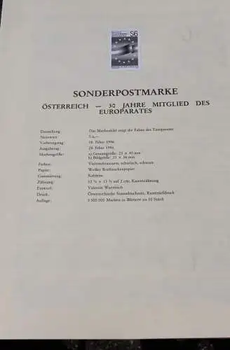 Schwarzdruck auf Schwarzdruckblatt Österreich zur Ausgabe 1986: 30 Jahre Mitglied des Europarates