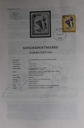 EUROPA - CEPT 1986;  2.5.1986; Legende, Erläuterungsblatt