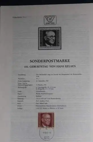 Hans Kelsen;  Ersttagsblatt, 9.10.1981