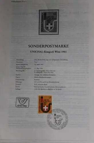 UNICHAL-Kongress Wien 1981;  Ersttagsblatt, 11.5.1981