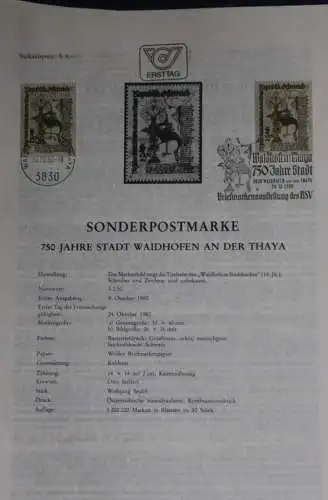 750 Jahre Stadt Waidhofen a. d. Thaya;  Ersttagsblatt, 24.10.1980