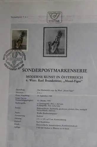 Moderne Kunst in Österreich: "Mond-Figur" ; Ersttagsblatt, 10.10.1980