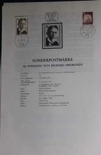 Richard Zsigmondy; Ersttagsblatt, 21.9.1979