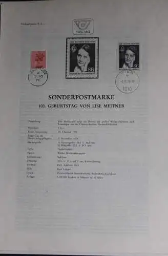 Lise Meitner; Ersttagsblatt, 7.11.1978