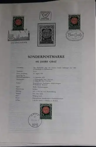 850 Jahre Graz.;  Ersttagsblatt, 13.9.1978