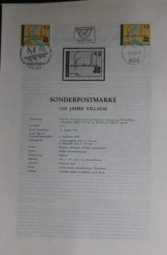 1100 Jahre Villach.;  Ersttagsblatt, 8.9.1978