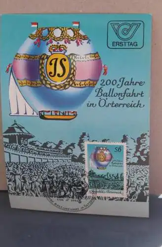 Ballonfahrt, Österreich,  2. amtl. Maximumkarte der Post, 1984