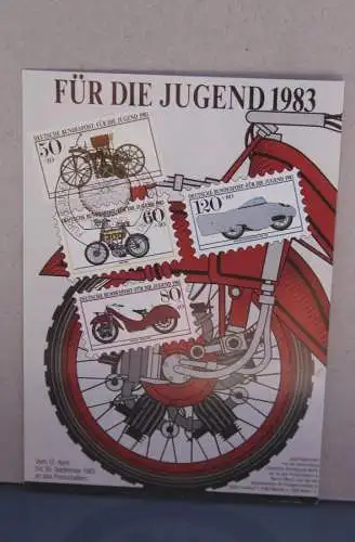 Für die Jugend 1983, Set von 4 Maximumkarten Historische Motorräder; MiNr.1168-71