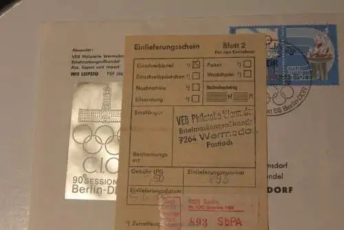 90. IOC-Session 1985 Berlin; Sonder-Einschreibezettel