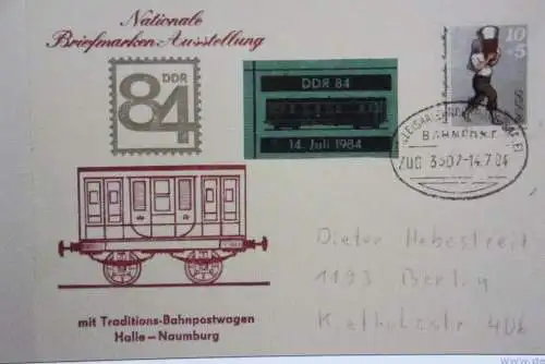 Nationale Briefmarken-Ausstellung DDR84-Halle; Bahnpost Halle-Magdeburg