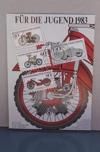 Für die Jugend 1983, Set von 4 Maximumkarten Historische Motorräder; MiNr.1168-71