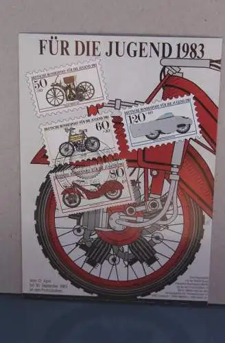 Für die Jugend 1983, Set von 4 Maximumkarten Historische Motorräder; MiNr.1168-71