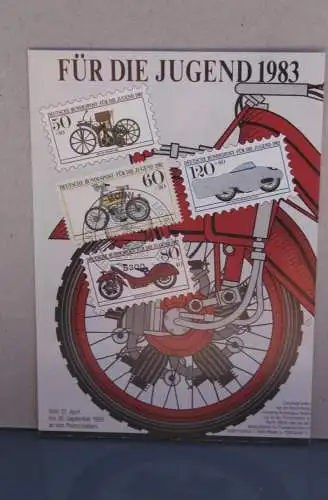 Für die Jugend 1983, Set von 4 Maximumkarten Historische Motorräder; MiNr.1168-71