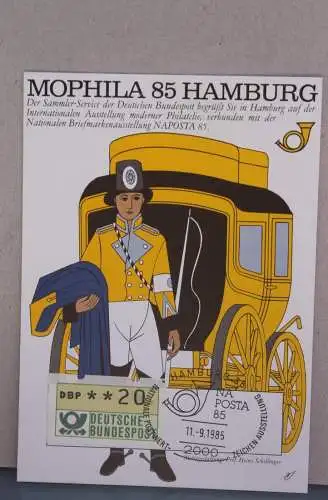 Deutschland; MK der Post, MOPHILA 1985 Hamburg ; SST NAPOSTA