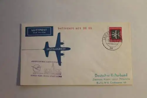 Lufthansa Erstflugbrief DH 55; Leipzig-Karl-Marx-Stadt 2.5.1958