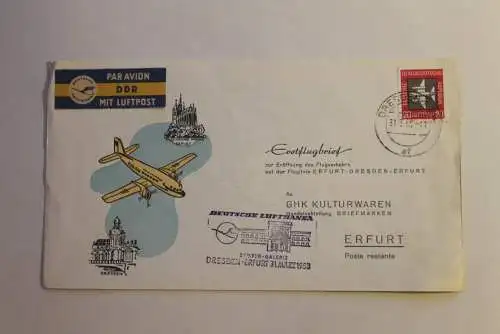 Lufthansa Erstflugbrief 31.3.1958 Dresden-Erfurt