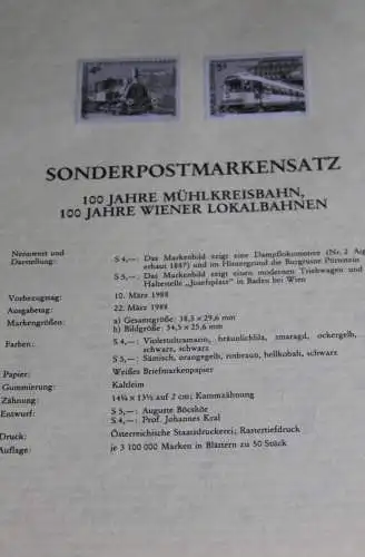 100 Jahre: Mühlkreisbahn; Wiener Lokalbahnen; Österreich Amtl. Schwarzdruck auf Schwarzdruckblatt 1988; 10. März 1988