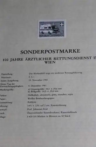 100 Jahre Ärztl. Rettungsdienst in Wien; Österreich Amtl. Schwarzdruck auf Schwarzdruckblatt 1981; 19. Nov. 1981