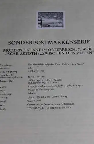 Moderne Kunst: Zwischen den Zeiten; O. Asboth; Österreich Amtl. Schwarzdruck auf Schwarzdruckblatt 1981; 9. Okt. 1981