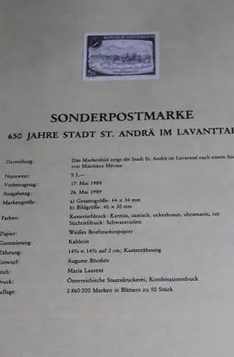 650 Jahre Stadt St. Andrä im Lavanttal; Österreich Amtl. Schwarzdruck auf Schwarzdruckblatt 1989; 17. Mai 1989