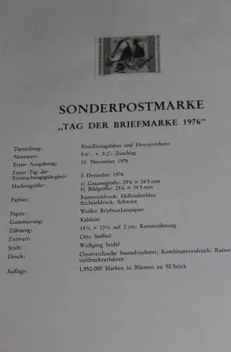 Tag der Briefmarke 1976; Österreich Amtl. Schwarzdruck auf Schwarzdruckblatt 1976; 11. Nov. 1976