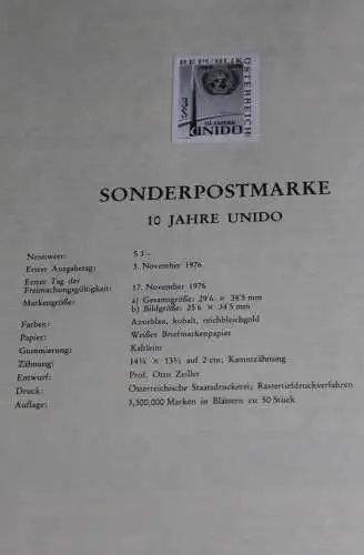 10 Jahre UNIDO; Österreich Amtl. Schwarzdruck auf Schwarzdruckblatt 1976; 3. Nov. 1976