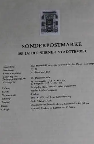 Wiener Stadttempel; Österreich Amtl. Schwarzdruck auf Schwarzdruckblatt 1976; 13. Dez. 1976