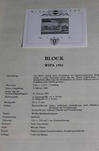 WIPA 1981 - Block; Österreich Amtl. Schwarzdruck auf Schwarzdruckblatt; 5. Febr. 1981