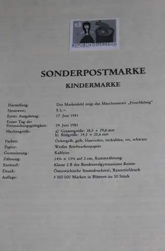 Kindermarke; Österreich Amtl. Schwarzdruck auf Schwarzdruckblatt; 17. Juni 1981