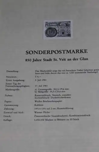 850 Jahre Stadt St. Veit a. d. Glan; Österreich Amtl. Schwarzdruck auf Schwarzdruckblatt; 2. Juli 1981