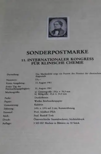 11. Intern. Kongress für Klinische Chemie; Österreich Amtl. Schwarzdruck auf Schwarzdruckblatt; 13. Aug. 1981