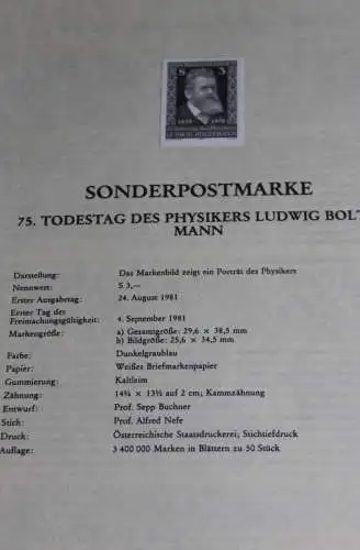 Ludwig Boltzmann; Österreich Amtl. Schwarzdruck auf Schwarzdruckblatt; 24. Aug. 1981