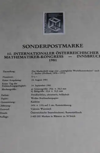 Mathematiker-Kongress - Innsbruck 1981; Österreich Amtl. Schwarzdruck auf Schwarzdruckblatt