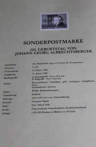 Johann G. Albrechtsberger; Österreich Amtl. Schwarzdruck auf Schwarzdruckblatt 1986