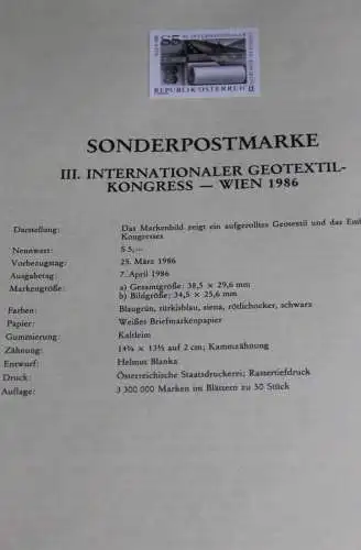 Intern. Geotextil-Kongress - Wien 1986 ; Österreich Amtl. Schwarzdruck auf Schwarzdruckblatt 1986