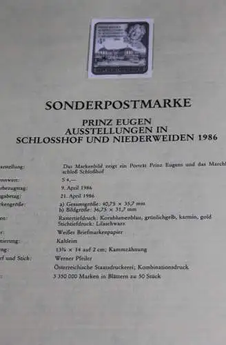 Prinz Eugen Ausstellungen 1986 ; Österreich Amtl. Schwarzdruck auf Schwarzdruckblatt 1986