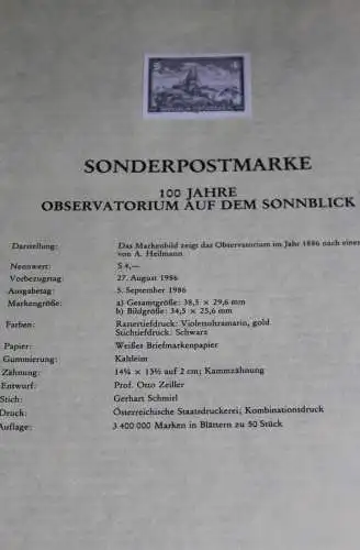 Observatorium auf dem Sonnblick; Österreich Amtl. Schwarzdruck auf Schwarzdruckblatt 1986