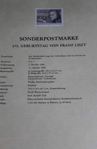 175. Geburtstag von Franz Liszt; Österreich Amtl. Schwarzdruck auf Schwarzdruckblatt 1986