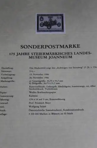 Steiermärkisches Landesmuseum Joanneum; Österreich Amtl. Schwarzdruck auf Schwarzdruckblatt 1986