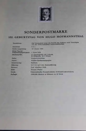 Hugo von Hofmannsthal; Österreich Amtl. Schwarzdruck auf Schwarzdruckblatt 1974