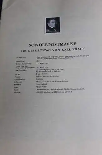 Karl Kraus; Österreich Amtl. Schwarzdruck auf Schwarzdruckblatt 1974