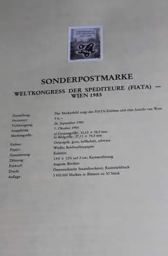 Österreich Amtl. Schwarzdruck auf Schwarzdruckblatt 1985  zur Ausgabe: Weltkongress der Spediteure Wien 1985