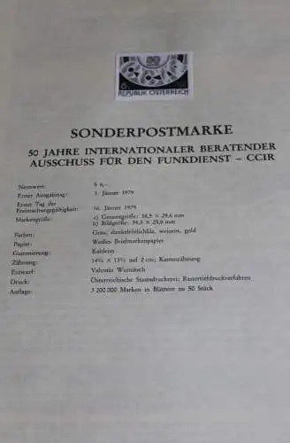 Österreich Amtl. Schwarzdruck auf Schwarzdruckblatt 1979  zur Ausgabe:Ausschuss für den Funkdienst - CCIR