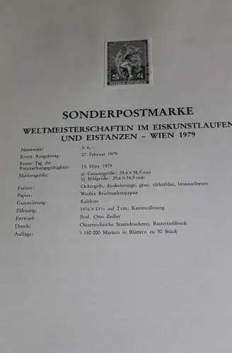 Österreich Amtl. Schwarzdruck auf Schwarzdruckblatt 1979  zur Ausgabe:Weltmeisterschaften im Eiskunstlaufen u.Eistanzen